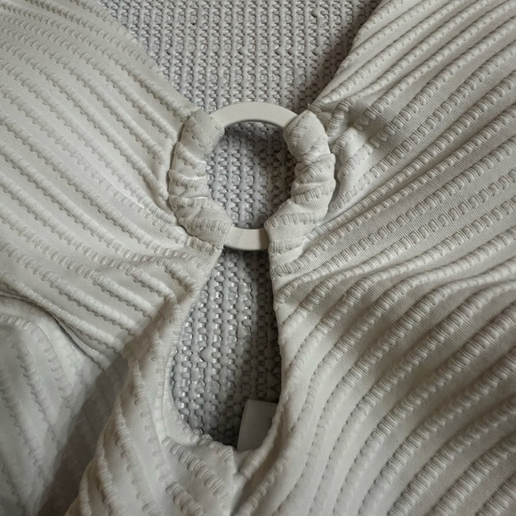 Revolve SEA LEVEL Spinnaker Keyhole Halter One Piece Ribbed White Built in Bra 4 - Picture 11 of 12